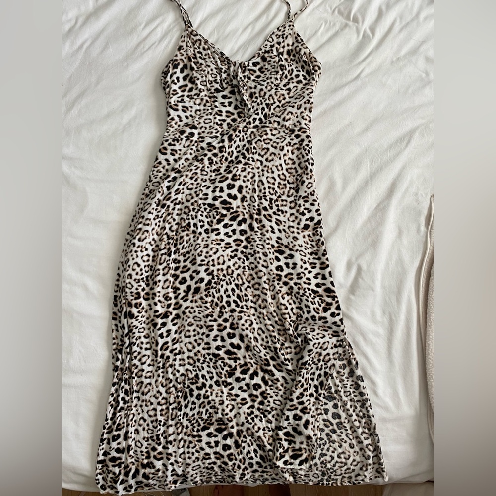 Tie front cheetah print dress